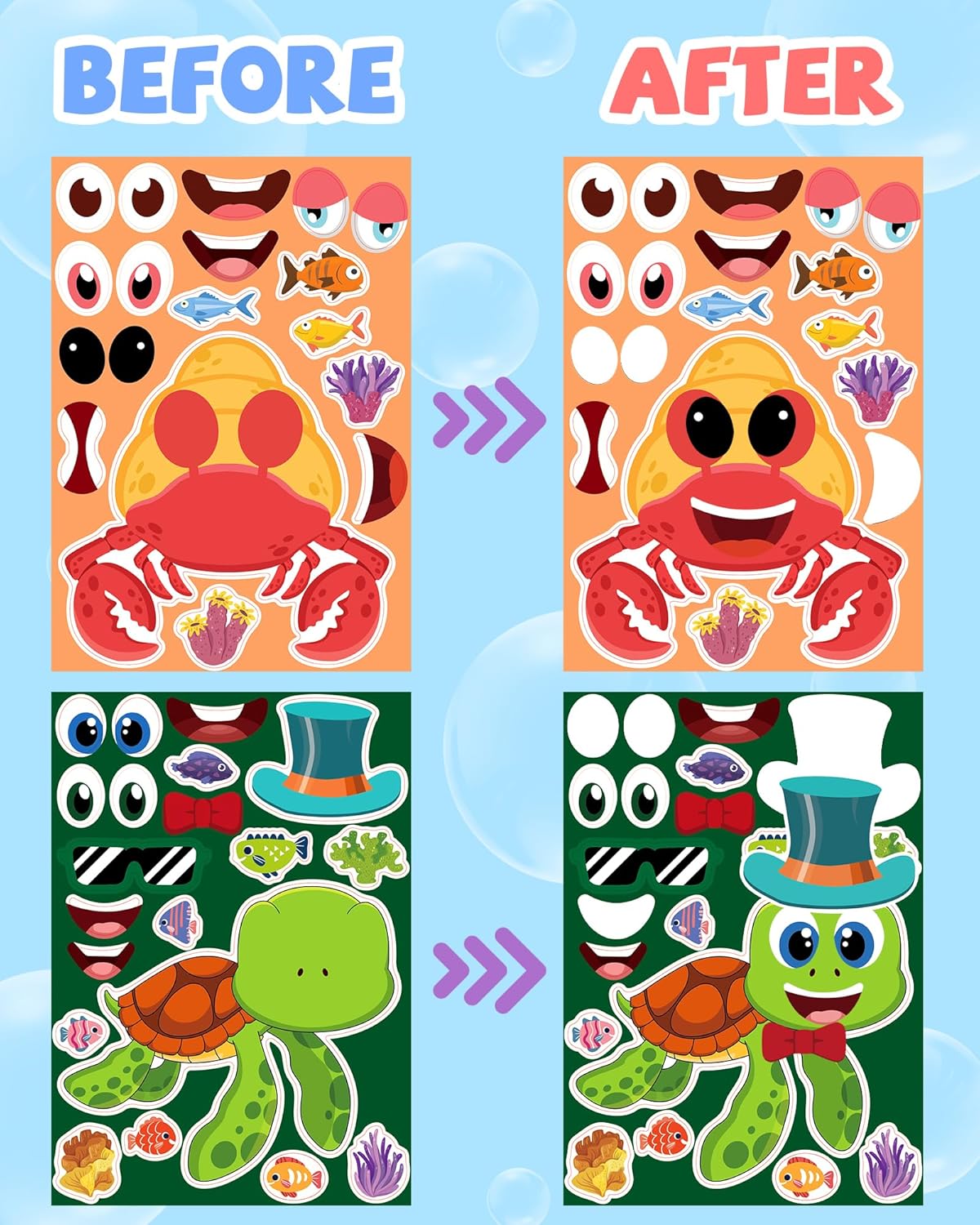 24 Pcs Make Your Own Dinosaur Sticker Sheets, Dinosaur Party Favors Face Stickers for Kids Boys Toddlers Crafts Activities Gift Bags Birthday Party Valentines Day Gifts for Kids Classroom