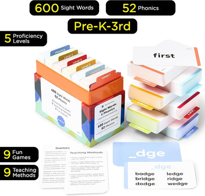Award-Winning Sight Words Flash Cards – 520 High Frequency Words for Kids Ages 3–9 – Dolch & Fry List – Learn to Read for Preschool, Kindergarten, 1st, 2nd & 3rd Grade – Homeschool & Classroom Set