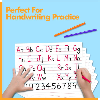 8 Sheets Dry Erase Lined Whiteboard, Double Sided Ruled Writing Board & Handwriting Practice Tool for Classroom, School, Office Supplies Whiteboard (9” x 12”)