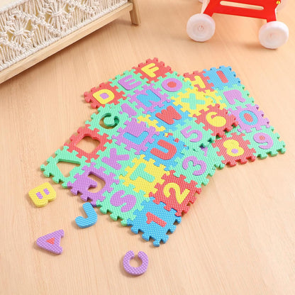 36Pcs Mini Number Alphabet,Toddle Alphabet Puzzle Table Mat for Learning, Baby Foam Play Mat for Early Childhood Education