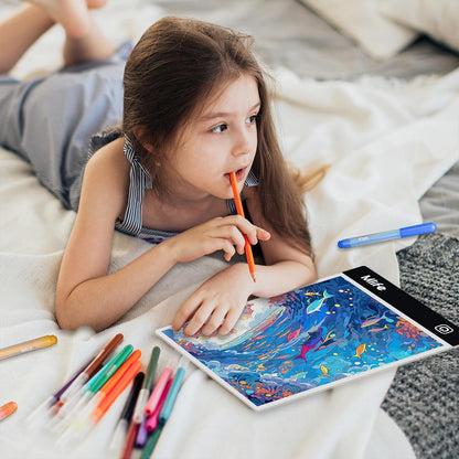 B4 LED Light Pad - Upgraded Diamond Art Light Box Dimmable Tracing Light Board, Sketching, Animation, Drawing Light Box with 4 Fasten Clips
