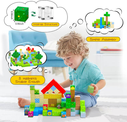Mini Magnetic Tiles,78PCS Travel Magnetic Tiles Set with Iron Box,Portable Building Blocks for Kids Ages 3+,Car Airplane Travel Essentials Kids Toy,Creative STEM Toys Birthday Gift for Boys & Girls
