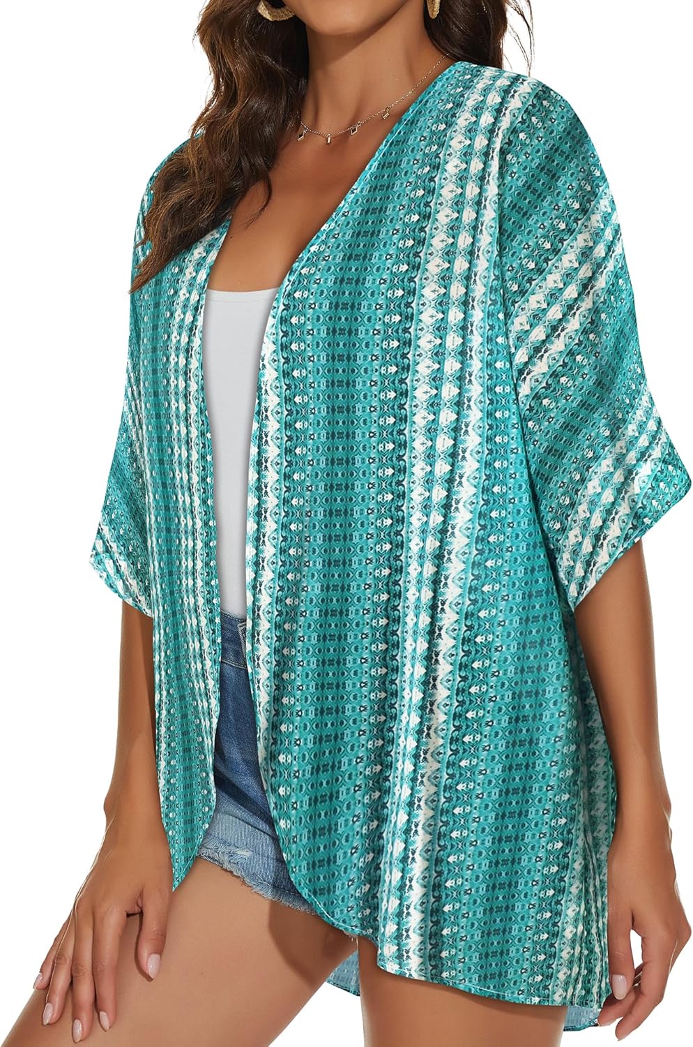 Womens Kimono Cardigans Beach Cover ups Swimwear Puff Sleeve Loose Casual Summer Tops 2026
