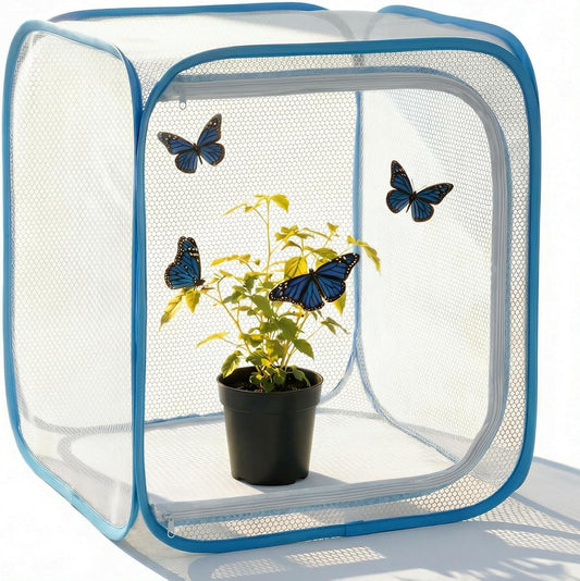 Insect & Butterfly Habitat Cage, Portable Pop-Up Terrarium with Mesh Sides, Bug Catching & Observation Enclosure for Caterpillars, Small Insects, Outdoor & Classroom Use, 23.6 Inches Tall