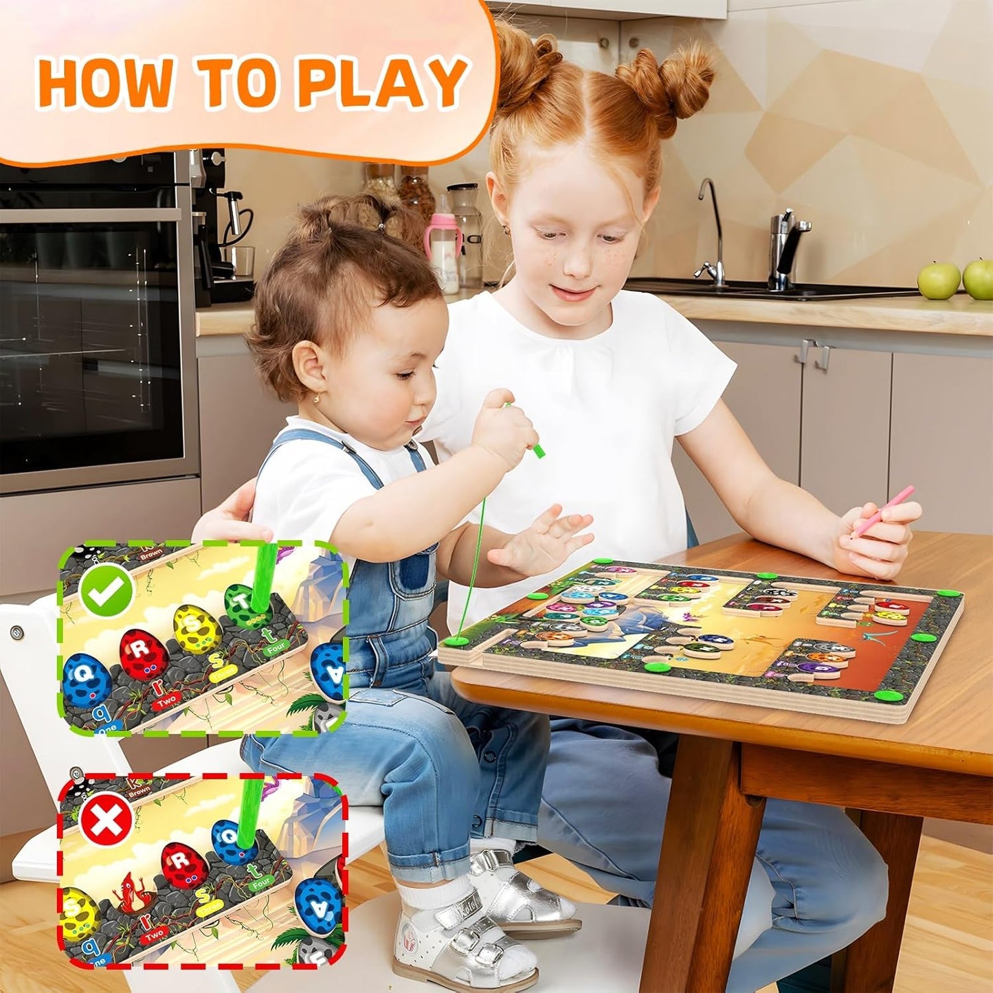 Montessori Magnetic Alphabet Maze,Magnetic Color & Shape Maze, Magnetic Color & Number Maze for 3+ Years Old