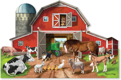 Melissa & Doug Busy Barn Shaped Jumbo Floor Puzzle (32 Pieces, 2 x 3 Feet), Jigsaw Puzzle for Preschoolers and Kids Ages 3+ - FSC Certified