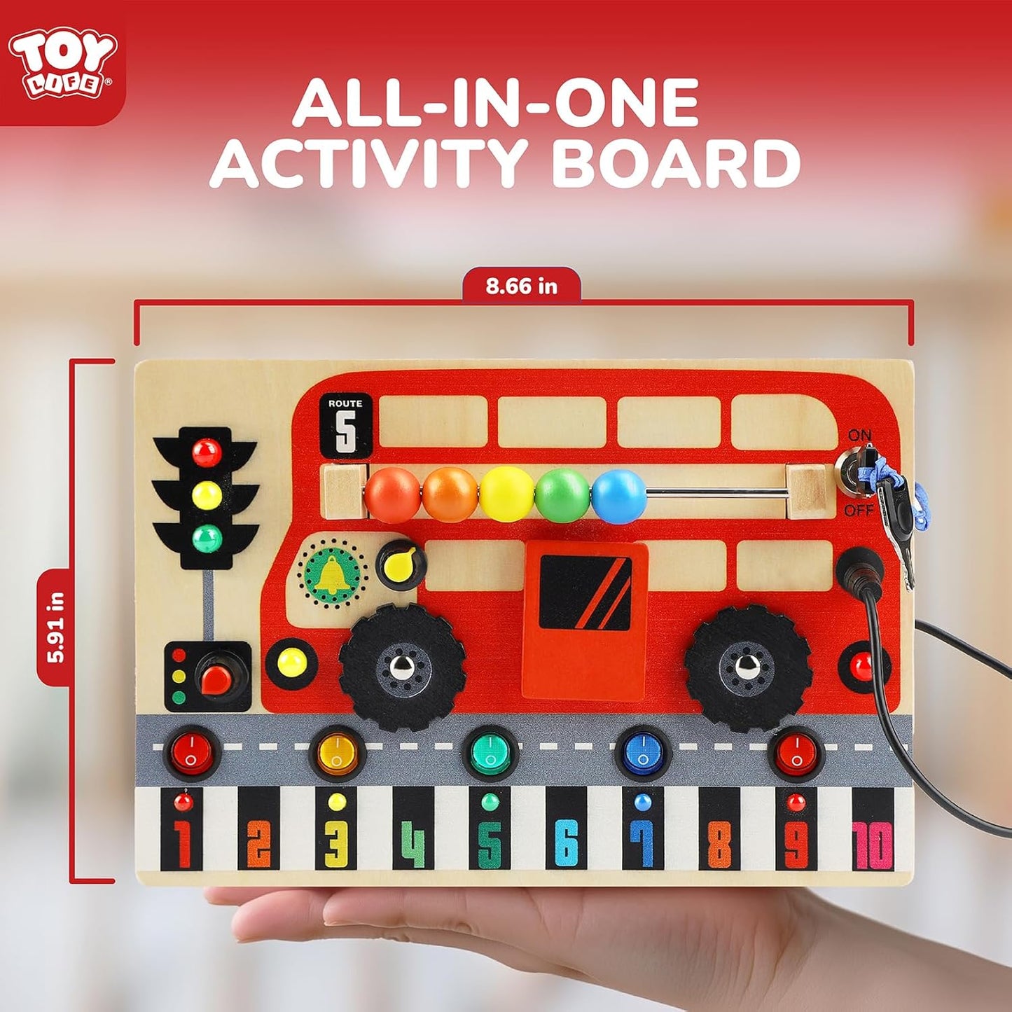 TOY Life Toddler Montessori Busy Board, Wooden Butterfly Sensory Board Toys with LED Light Up Switchs, Baby Busy Fidget Boards Travel Toys, Easter Birthday Gifts for 1+ Year Old Kids Girls Boys