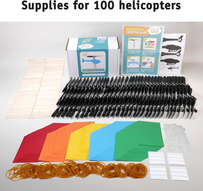 Rubber Band Helicopter Kit – 10-Pack - DIY STEM Craft Project for Kids - Build Your Own Rubberband Flying Toy