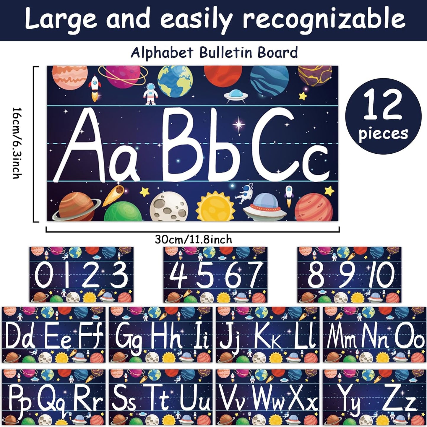 gisgfim 12 Pieces Alphabet Bulletin Board Strips Set Boho Rainbow Alphabet Line ABC Alphabet Banner & Number Border Posters for Preschool Kindergarten Classroom Playroom Bedroom (Boho)