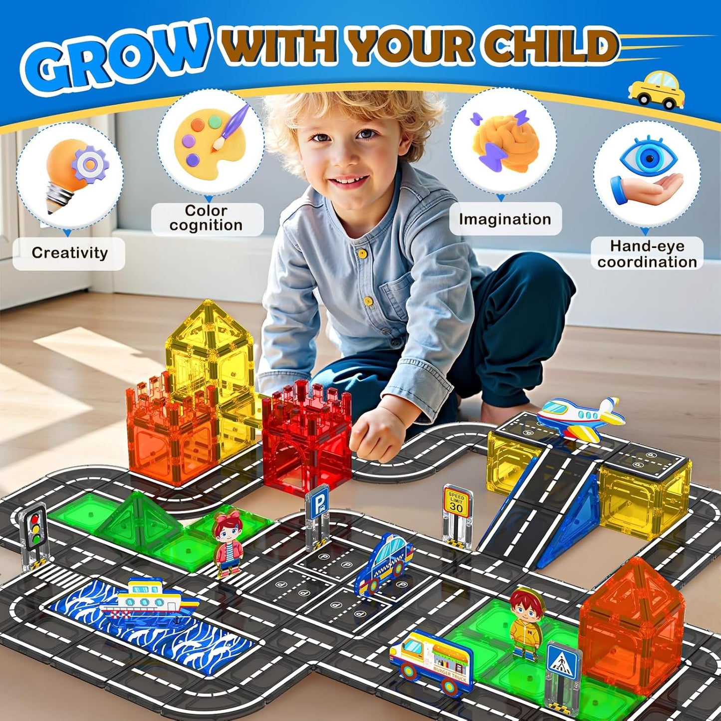 Magnetic Tiles Farm Animals Toddler Toys, STEM Magnet Building Blocks for Kids Ages 3-5 5-7 4-8, Preschool Montessori Sensory Toys Gifts for 3+ Year Old Boys & Girls