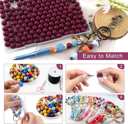 65Pcs 19mm Silicone Beads for Keychain Making Bracelet Necklace, Bulk Round Silicone Beads for Pens（Christmas Green） - Colors A