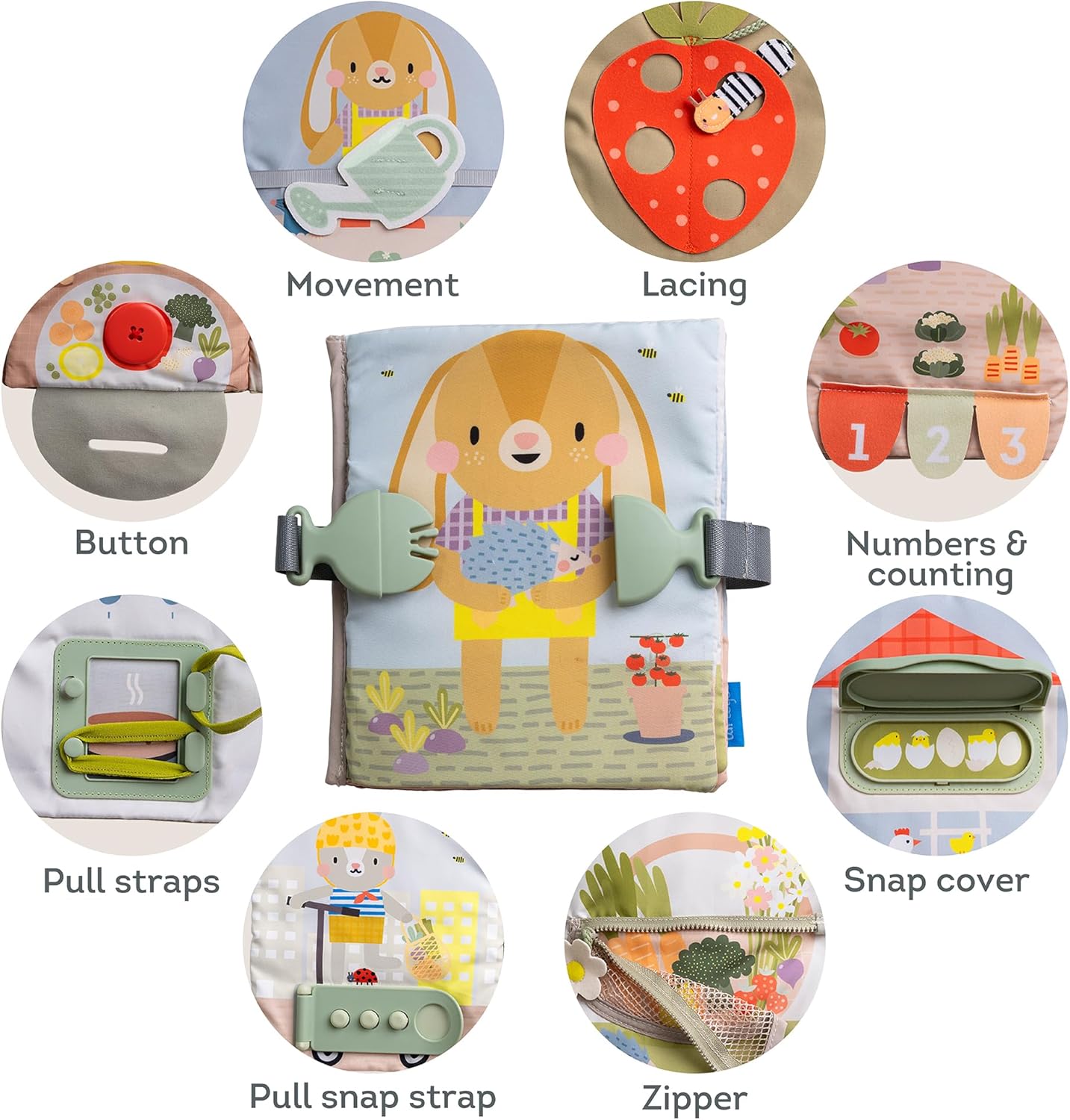 Taf Toys Busy Book for Toddlers 1-3, Montessori Quiet Activity Book with 15 Activities - Opposites Concepts - Ideal Toddler Busy Book for 1 Year Old - Boy Toys Girl Birthday Gift