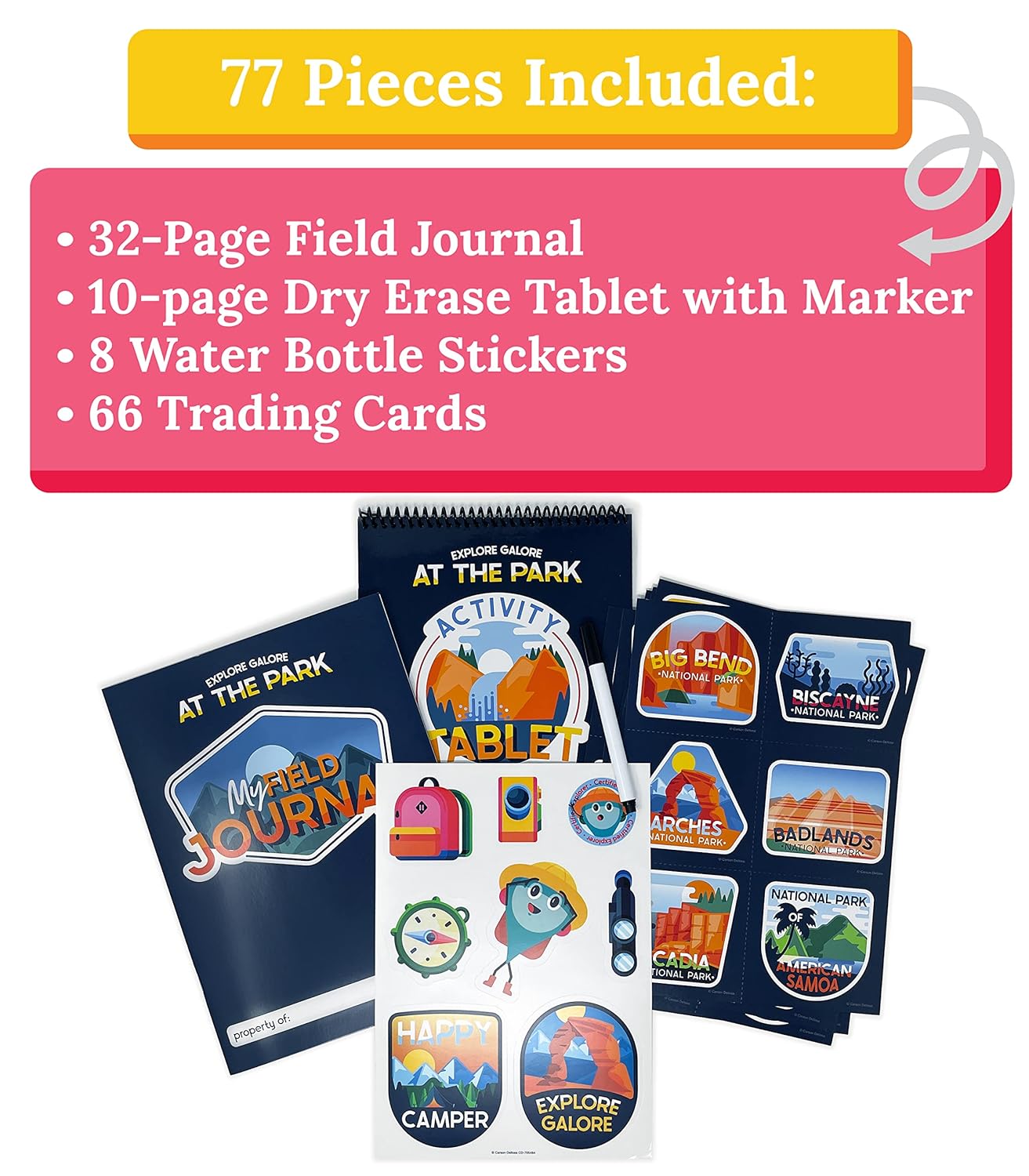 Carson Dellosa Explore Galore: Wipe Clean National Parks Book of Activities, Dry Erase Workbook With Puzzles, Bingo, Stickers, Flash Cards, Field Journal, and More, Ages 7 and Up