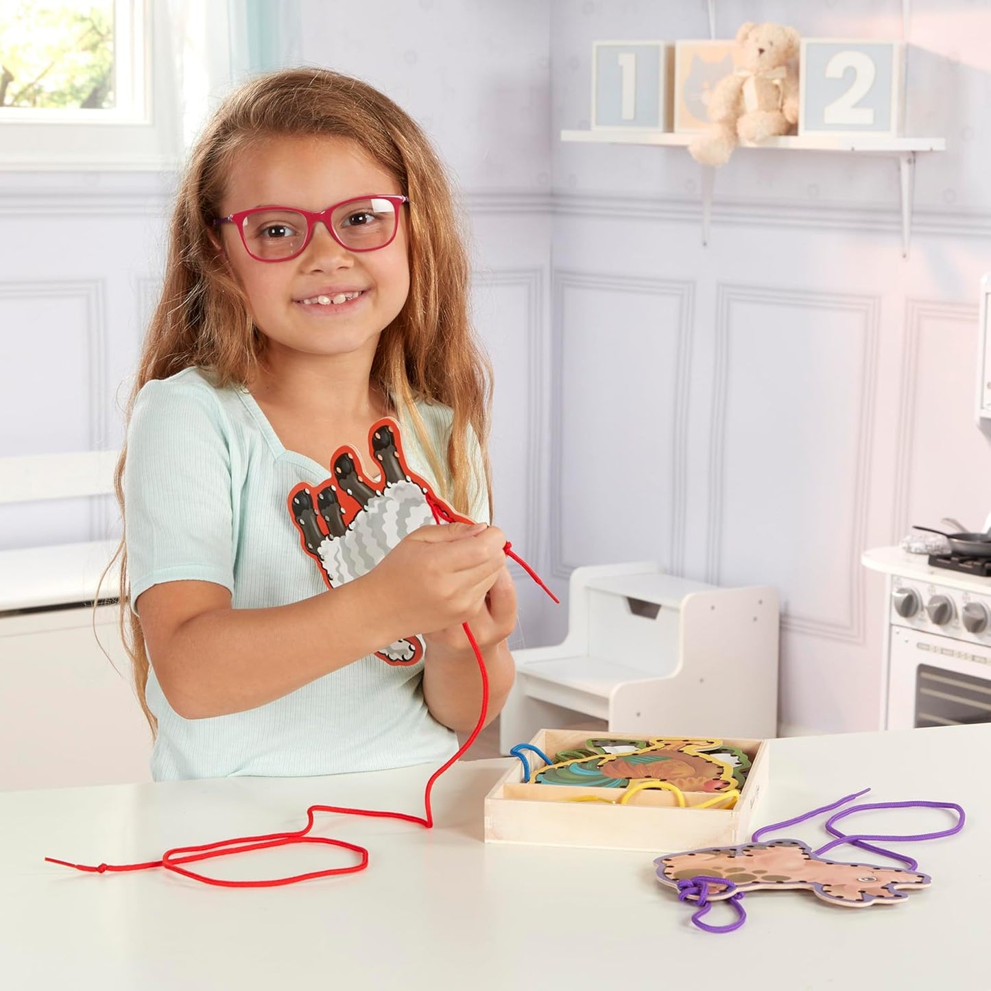 Melissa & Doug Lace and Trace Activity Set: 5 Wooden Panels and 5 Matching Laces - Farm