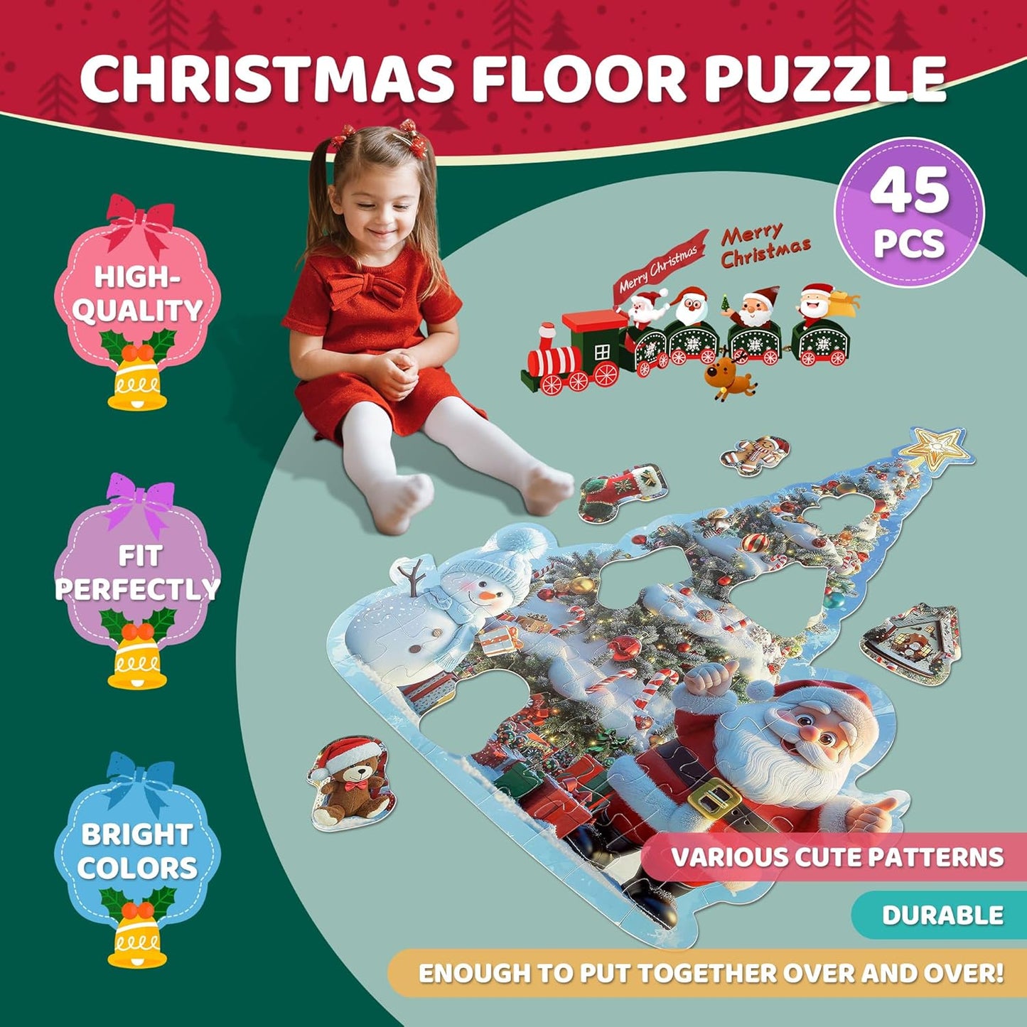 Floor Puzzles for Kids Ages 3-5, Unicorn Puzzles for Toddler Ages 4-6, 50 Pieces Jumbo Puzzles with Box, Unicorn Toys for Gifts 3-8 Years Old