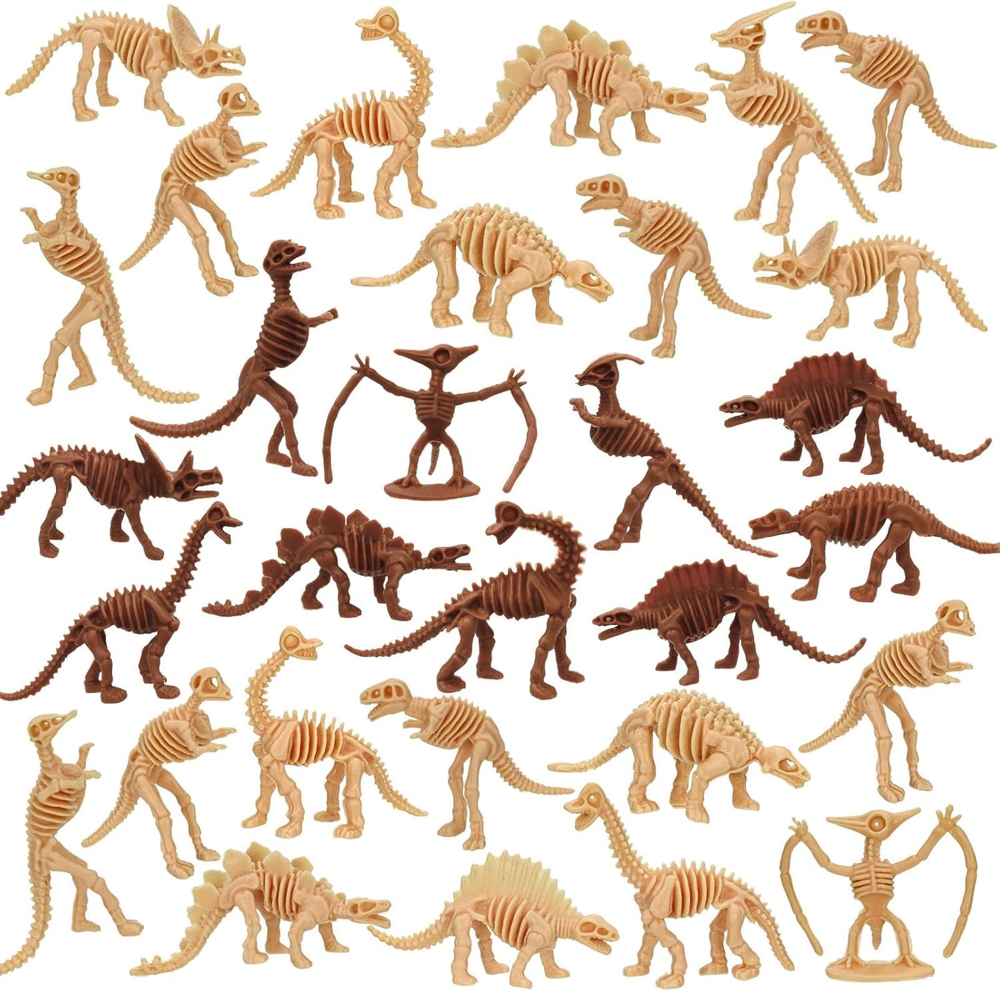 30 PCS Dinosaur Fossil Skeletons, Assorted Dinosaur Skeleton Toys Figures for Science Play Dino Sand Dig Party Favor Decorations (Dino skeletonD)