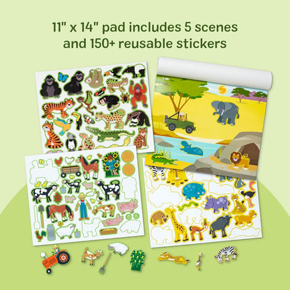 Melissa & Doug Reusable Sticker Pad: Habitats - 150+ Stickers Kids Animal Activities, Restickable Animals Sticker Book, Animal Habitats Removable Stickers for Kids Ages 4+ - FSC-Certified Materials