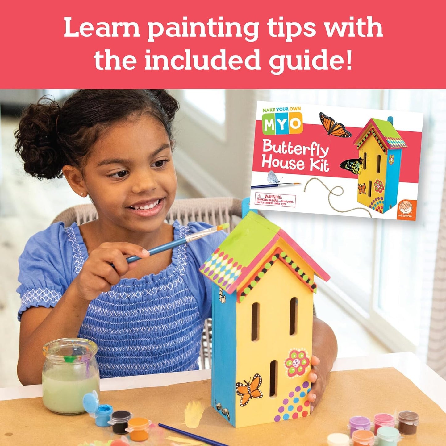 MindWare Make Your Own Butterfly House Kit - Butterfly Craft Kit for Kids Age 5 and Up