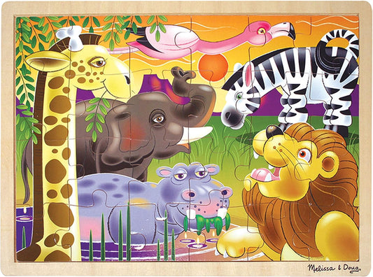Melissa & Doug Under The Sea Ocean Animals Wooden Jigsaw Puzzle with Storage Tray (24 pcs)