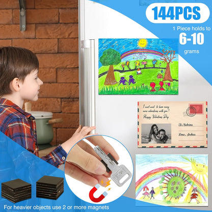 Magnetic Squares with Adhesive Backing(36PCS Each 1.5" x1.5"),Pre-Cut Self Sticky Magnets as Back to School Supplies,Peel and Stick for Cards/Picture/Poster (80mil Magnet)