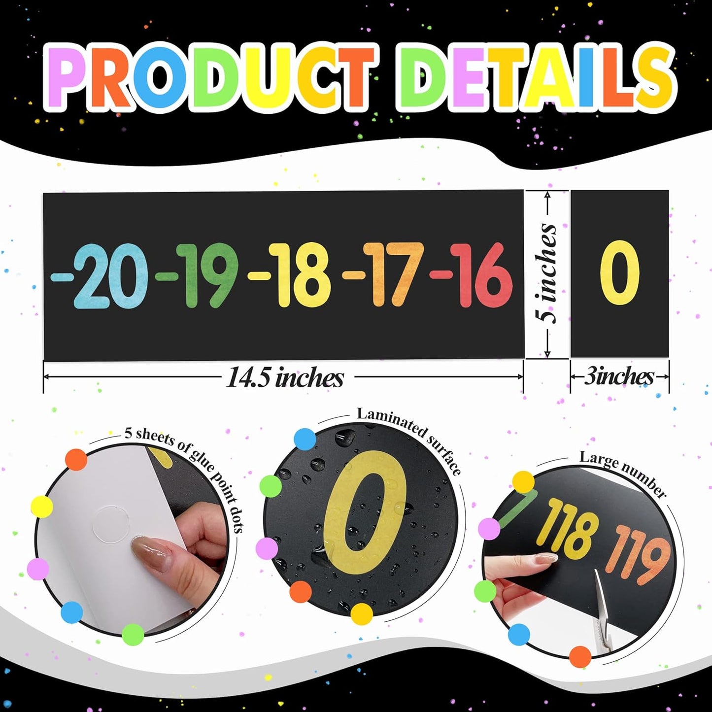 29 Pieces Number Line for Classroom Wall -20 to 120 Number Line Bulletin Board Border Boho Classroom Decorations Math Posters for Teachers