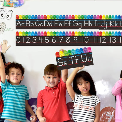 Alphabet Bulletin Board Set, 15 PCS Crayon Die-Cut ABC Wall Decorations 26 Upper & Lower Case Letters Plus 0-20 Numbers for Preschool, Kindergarten Classroom Playroom Bedroom Decorations