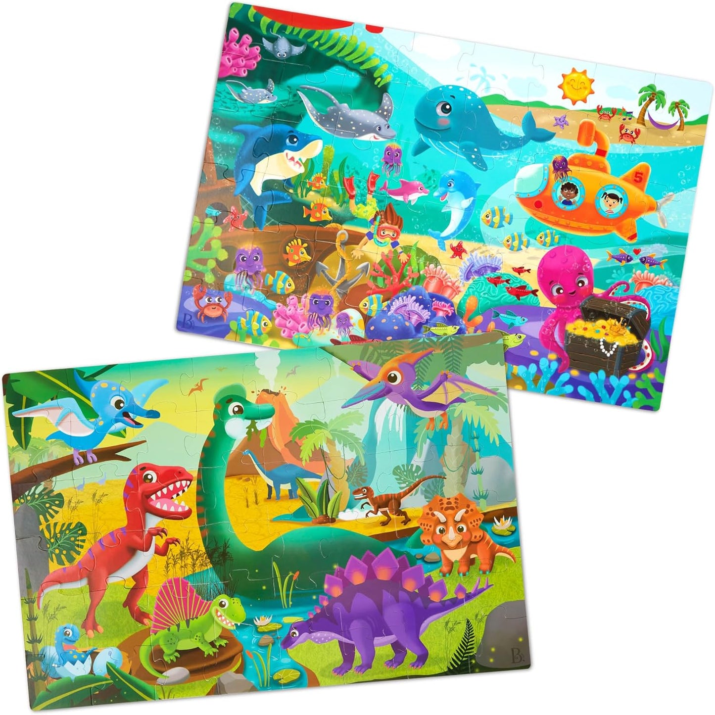 B. toys – Under The Sea Floor Puzzle – Kids Puzzles Jigsaw Puzzles – 48 Pieces Kids Puzzle with Ocean Animals – Educational 24 x 36-Inch Learning Toy for 3+ Years – Colorful Marine Life Adventure-Inch
