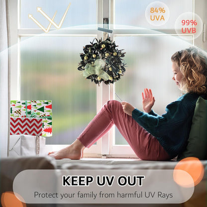 VELIMAX Reeded Glass Privacy Film, Frosted Window Vinyl, 3D Decorative Window Decals Non Adhesive for Bathroom & Living Room, 17.7x118 inches