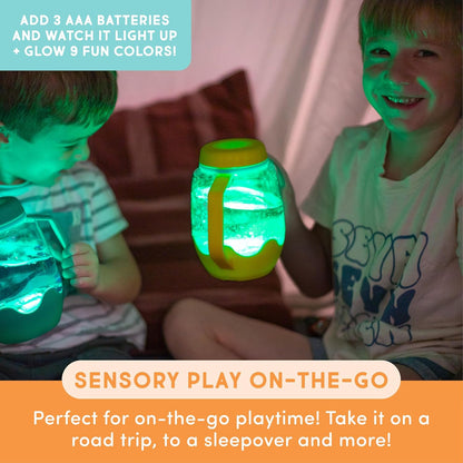 Glo Pals Water Activated Light-Up Sensory Bath Toy Play Jar, 4 Reusable Cubes and Fun Fillers for Bathtime and Sensory Play, Perfect for Kids and Toddlers, Easy As ABC