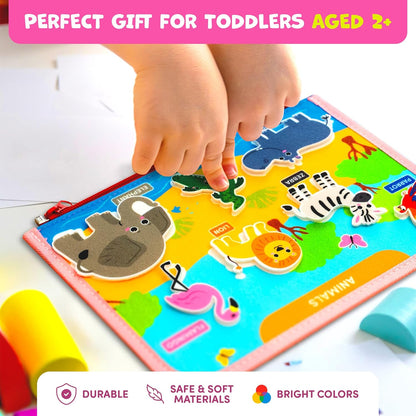 Clever Fox Play Busy Book for Toddlers 1-3 Year-Old – Baby Busy Board Book – Montessori Felt Activity Board for Learning Fine Motor Skills, Car Airplane Travel Toy – Birthday Gift for Kids Ages 1+