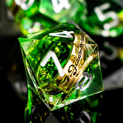 Magic Golden Ring DND Dice Set Sharp Edge Red Resin Dice with Box, for use with Dungeons Dragon RPG D&D Tabletop Games Lord D and D Polyhedral Dice Set