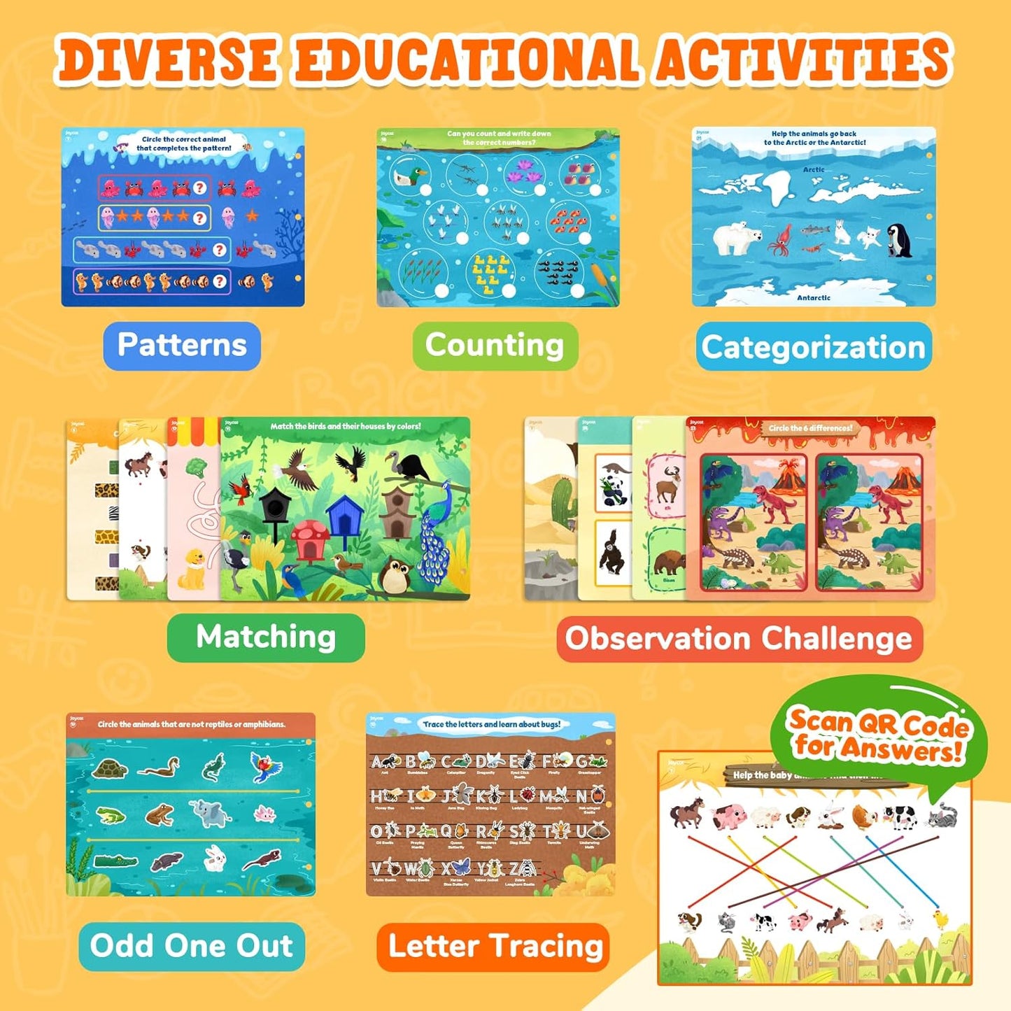JoyCat Seek & Find Game Books - Preschool Learning Activity for Toddlers & Kids Ages 3-5, Travel Activities Toys for Road Trip Car Airplane, Busy Book, Birthday Gifts for Girls and Boys Ages 4-8