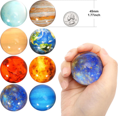 Pllieay 16PCS Solar System for Kids, Solar System Planets Toys - Eight Planets Bouncy Balls+Planetary Flashcards for Kids Party Favors, Educational Space Toys