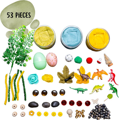 Play Dough Kit, Sensory Kit,Non-Toxic PlayDough, Sensory Motor Aids Gift for Kids, Sensory Play Set, Fine Motor Activity (Dinosaur Play Dough Kit)