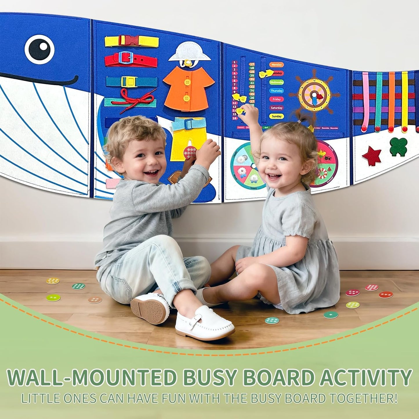 Busy Board Montessori Busy Board, Sensory Wall Activity Board- Toddlers Montessori Toys，Learning & Educational Panel Center for Kids Age 3+，Perfect Gift for Boys & Girls (Birthday, Christmas)