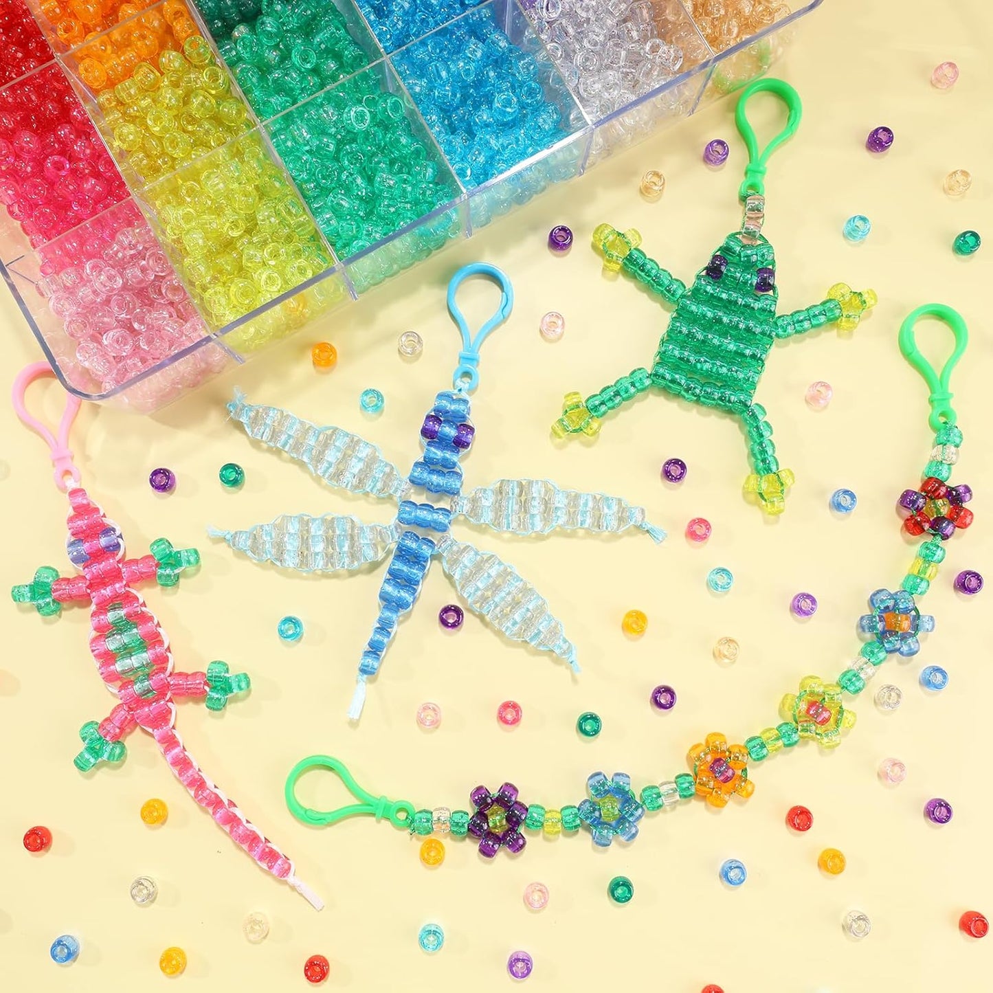 1720+pcs Pony Beads Kit 1830pcs 6 Style Letter Alphabet Beads Rainbow Plastic Pony Bead Bulk Multicolor Kandi Bead Elastic String DIY Crafts Jewelry Making Kit for Bracelets Necklaces