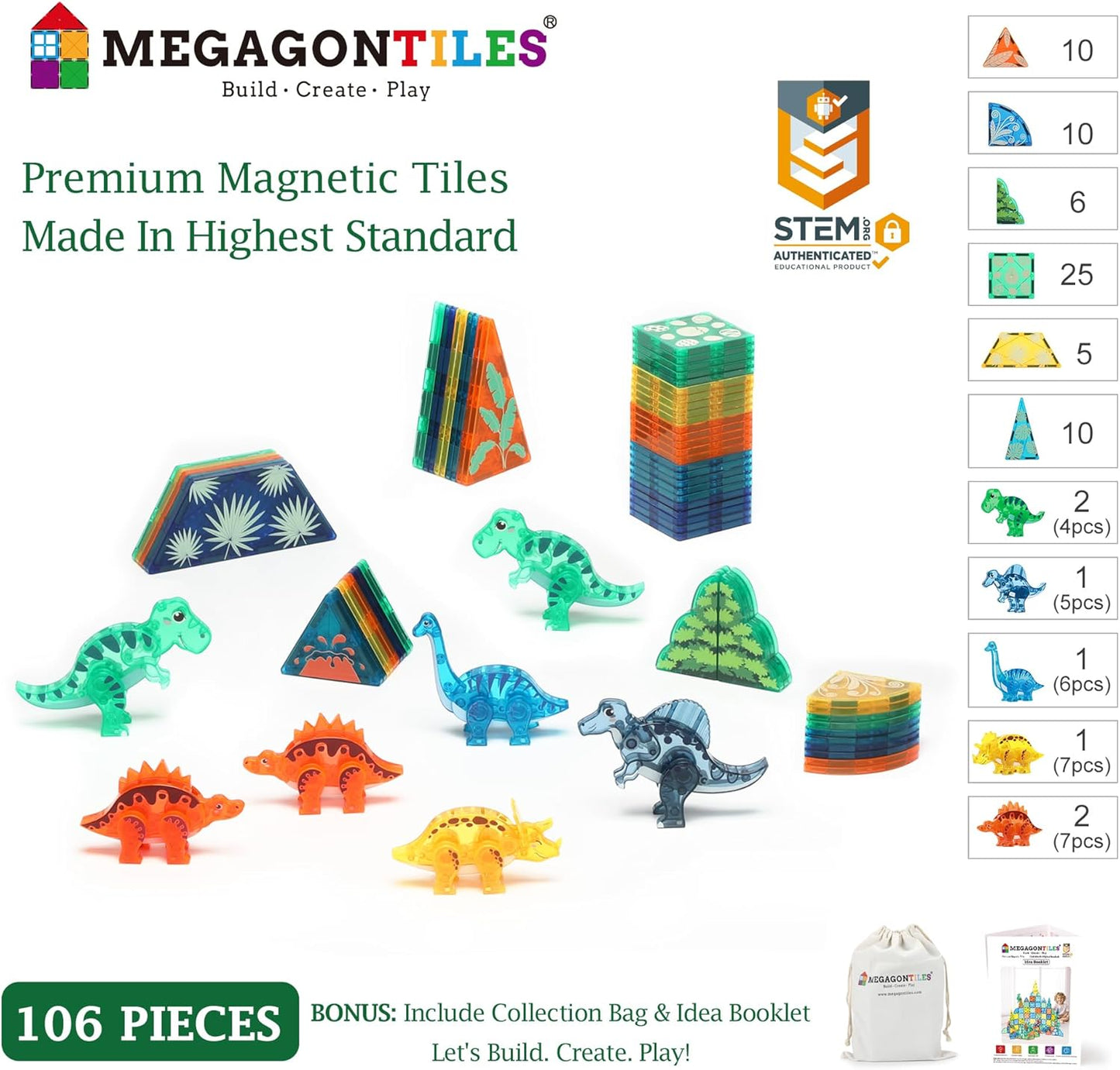 MEGAGONTILES Marble Run Magnetic Tiles Set 120PCS | STEM-Authenticated Magnetic Building Blocks with Marble Track Pieces | Educational Construction Toy for Kids Ages 3–8 (Boys & Girls)