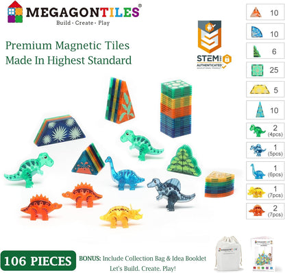 MEGAGONTILES Marble Run Magnetic Tiles Set 120PCS | STEM-Authenticated Magnetic Building Blocks with Marble Track Pieces | Educational Construction Toy for Kids Ages 3–8 (Boys & Girls)