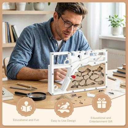 Yellow Sand Ant Castle Ant Habitat Kit, 8.7inch Decorative Sand Terrarium with Dropper Tweezers, No Ants or Food Included