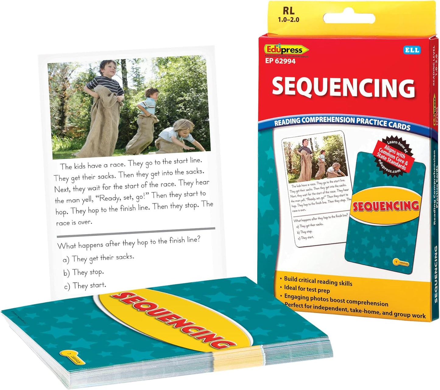 Edupress Reading Comprehension Practice Cards, Informational Text, Red Level (EP63437) Medium