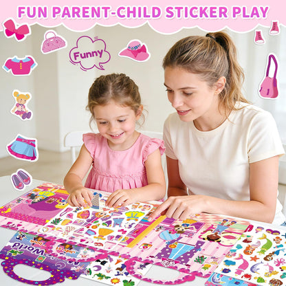 6 Sets Reusable Sticker Book for Toddlers 3-6, Jelly Sticker Books for Toddler, Travel Sticker Activity Toys for Kids 3 4 5 6 Years Old Girls & Boys