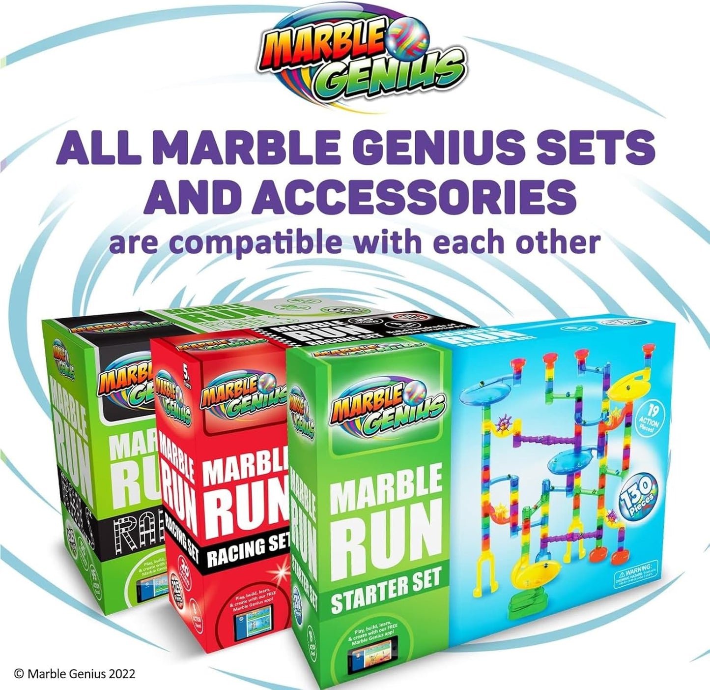 Marble Genius Marble Run Super Set, STEM Toys & Maze Construction Building - 150 Translucent Track Pieces & Glass Marble for Family, Kids Toddlers Ages 4-8 - Fun Holiday Creative Gifts