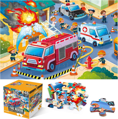 Jumbo Floor Puzzle for Kids,Construction Site Jigsaw Large Puzzles,48 Piece Construction Vehicle Puzzle for Toddler Ages 3-5,Children Learning Preschool Educational Toys,Gift for 4-8 Years Old