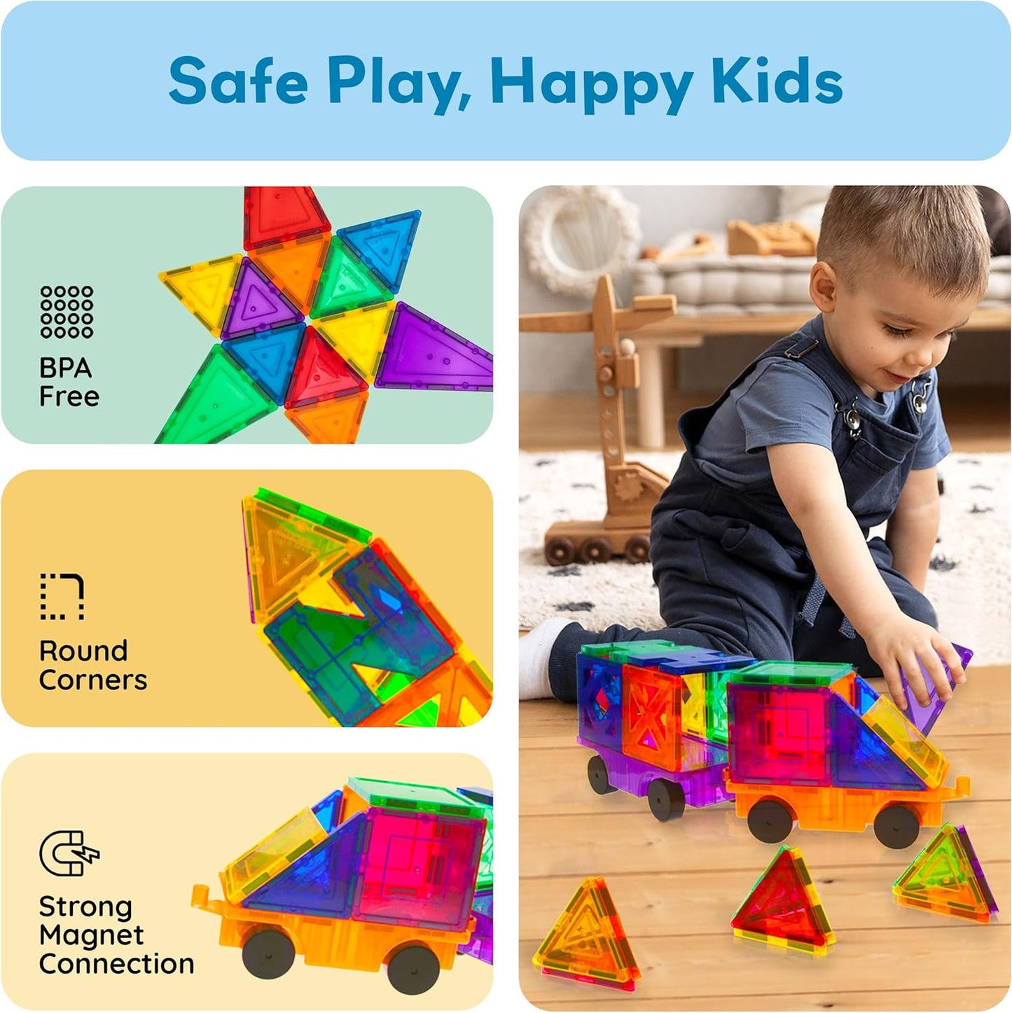 PicassoTiles Magnetic Building Block Set Geometry Shape Magnet Tiles Construction Toy STEM Learning Kit Educational Playset Playboard Pretend Play Stacking Blocks Child Brain Development PT16