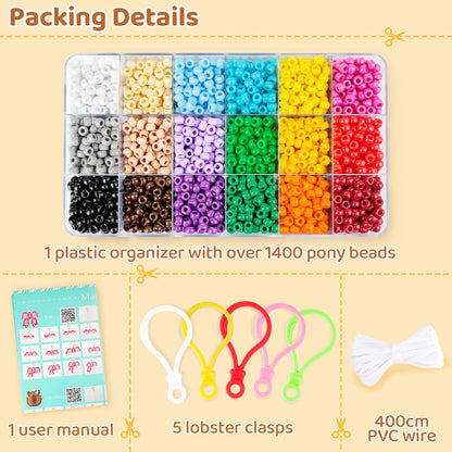1720+pcs Pony Beads Kit 1830pcs 6 Style Letter Alphabet Beads Rainbow Plastic Pony Bead Bulk Multicolor Kandi Bead Elastic String DIY Crafts Jewelry Making Kit for Bracelets Necklaces