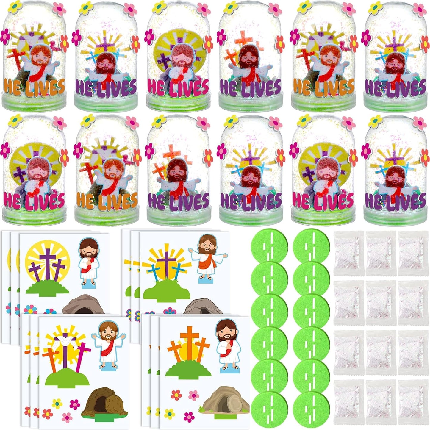 Shappy 12 Sets Christmas Nativity Snow Globe Craft Kits DIY Make Your Own Plastic Glitter Snow Globe Kit for Xmas Gifts Religious Sunday School Home Activities