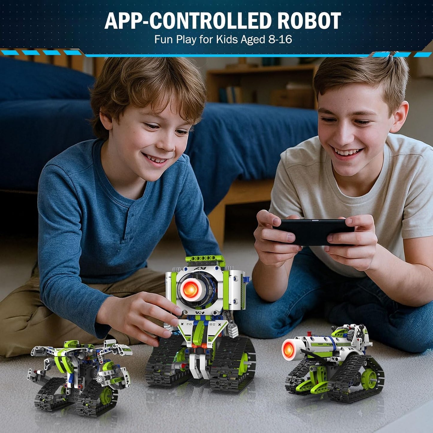 5 in 1 STEM Robot Building Kit with APP Remote Control, 705 PCS Engineering Robot Toys for Kids Age 8-16, Science Coding RC Robotics Kit Birthday Gifts for Boys Girls 6 7 8 9 10 11 12