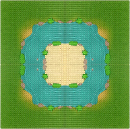 Feleph Classic Baseplate with River and Grassland Pattern, 10 x 10 Inches Base Plates for Building Blocks Mat Compatible with Major Brands (Straight 4 Pieces)