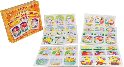 Carson Dellosa What Happens Next? Pre-Reading Puzzle Game Set, Colorful 3-Scene Picture Sequencing Phonics Game with 14 3-Scene Puzzles, Ages 4+ (42 pc)