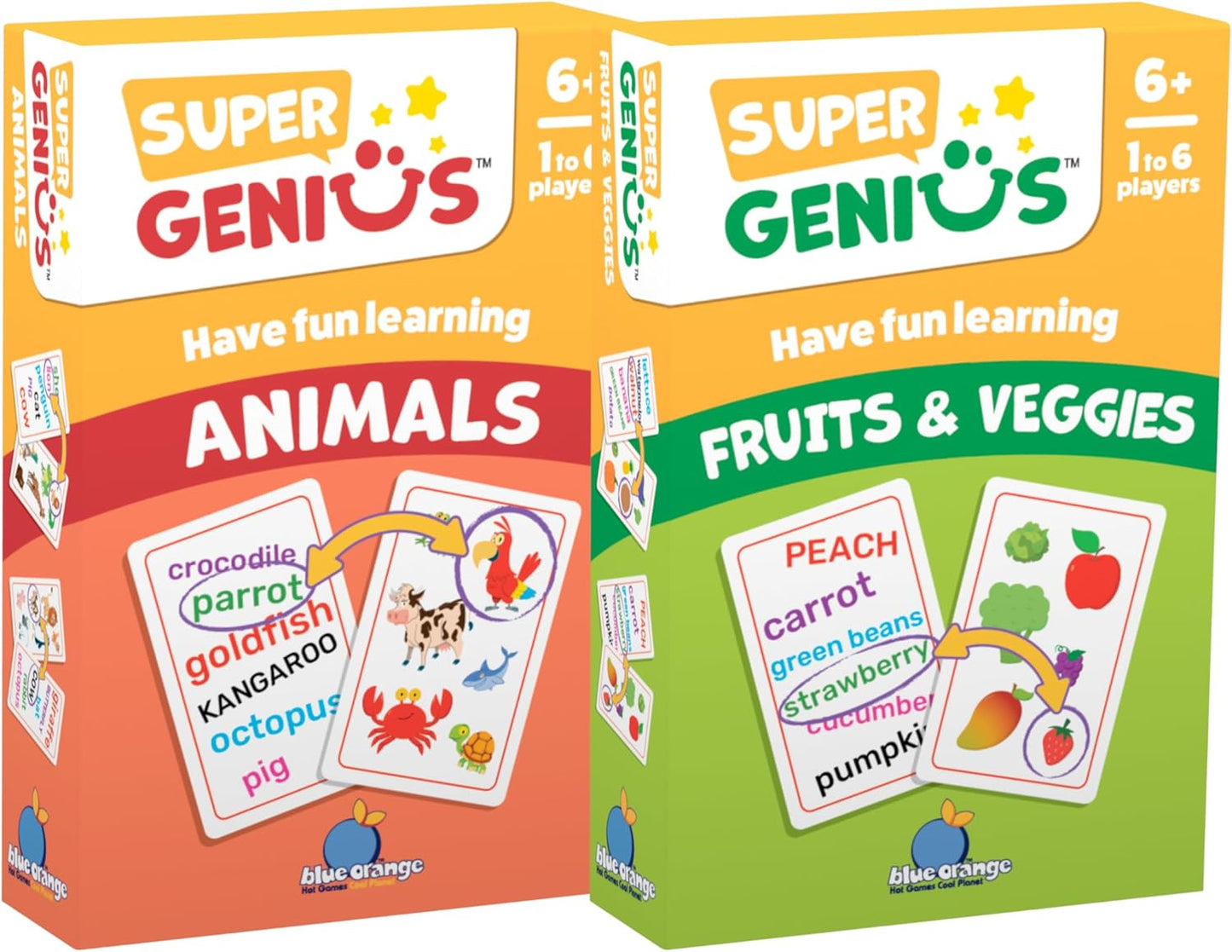 Blue Orange Super Genius Multiplication 2 - Tabletop Card Game, Fun Flash Card Concentration Matching Game for Kids, Ages 8+, 1-6 Players, Teacher Approved, Learn 6-9 Multiplication Tables Games